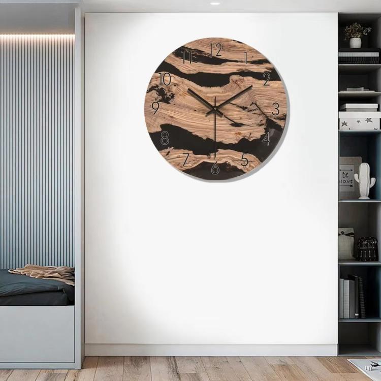 12-inch Imitation Wood Grain Texture Decorative Wall Clock Silent Quartz Clock Holiday Gift