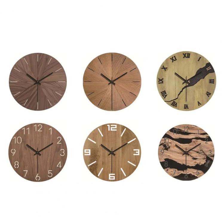 12-inch Imitation Wood Grain Texture Decorative Wall Clock Silent Quartz Clock Holiday Gift
