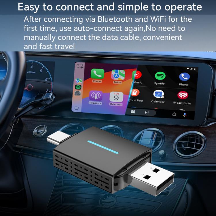 Car Wired Dual-port CarPlay/Android 2 in 1 Converts To Wireless Box