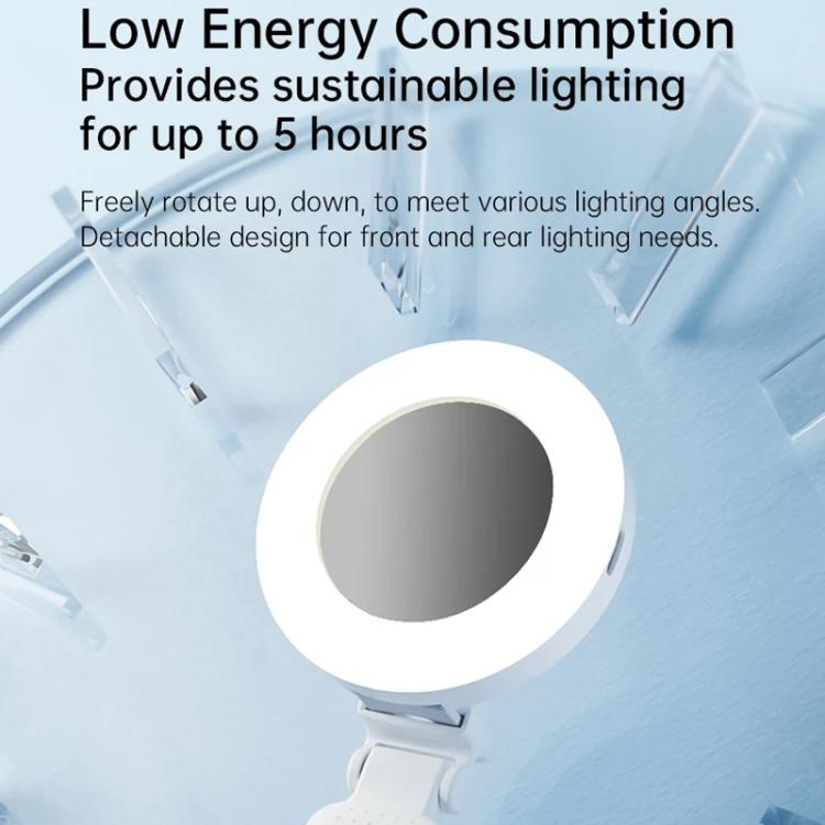 Clip-On Selfie Ring Light with Mirror Rechargeable Portable Makeup Light 3 Adjustable Color Temperatures