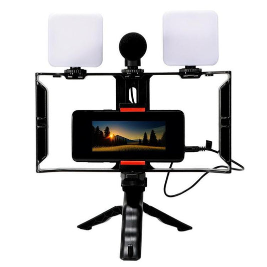 Smartphone Video Rig Kit with LED Fill Light & Microphone All-in-One Mobile Live Streaming