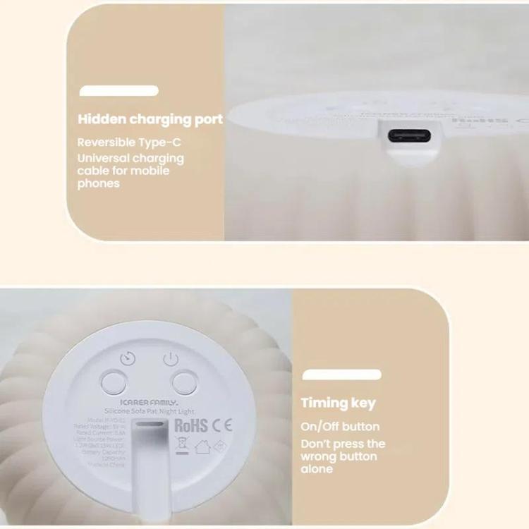 ICARER FAMILY  IF-YD01 Cartoon Silicone Night Light Bedroom Bedside Lamp Baby Feeding Lamp