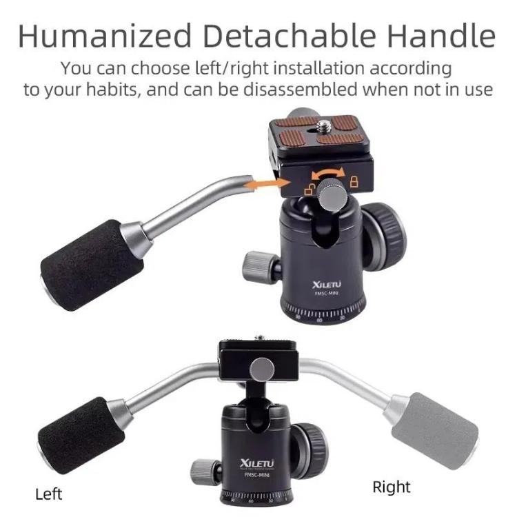 XILETU FM5C-MINI Adjustable 16.5-51cm Aluminum Tripod with 26mm Ball Head 6kg Load Capacity for 360-degree Panoramic Shooting