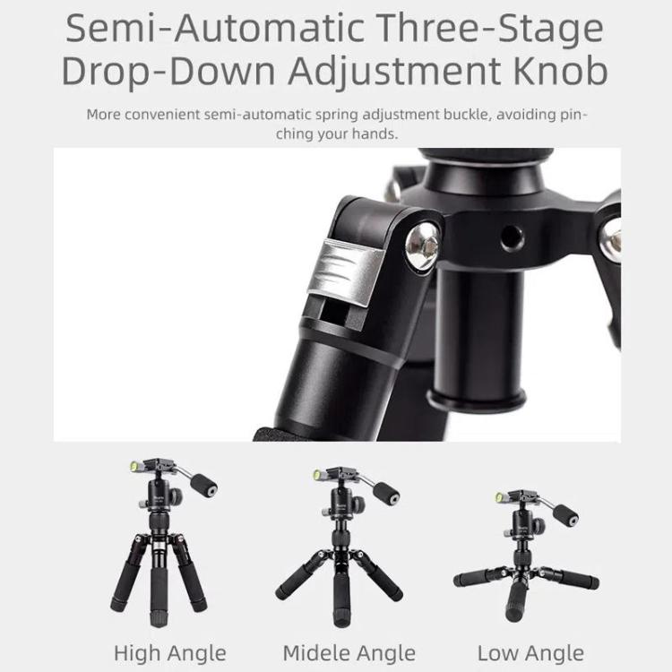 XILETU FM5C-MINI Adjustable 16.5-51cm Aluminum Tripod with 26mm Ball Head 6kg Load Capacity for 360-degree Panoramic Shooting