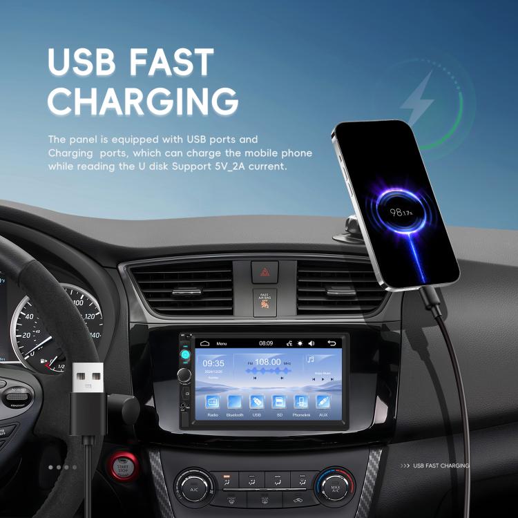 7 Inch Wired Carplay Dual Butt MP5 Player Bluetooth Big Screen Car Center Control