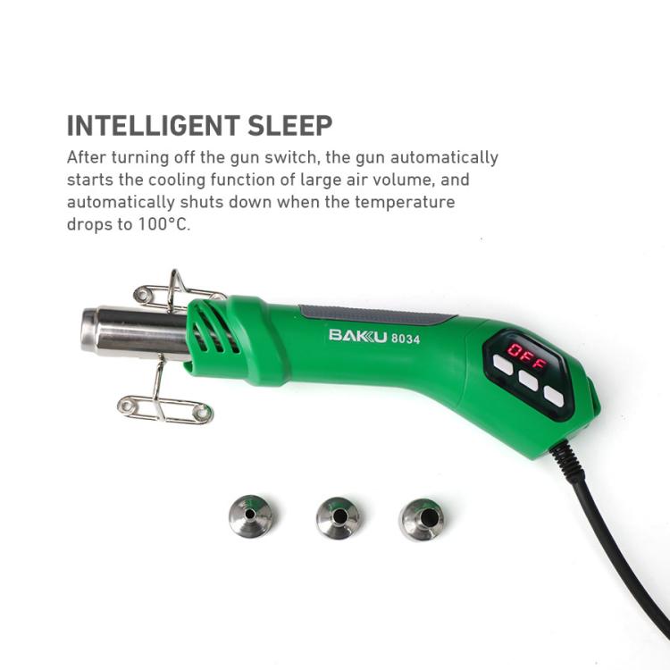 BAKU BA-8034 650W Hot Air Blower 100-500 Degrees Celsius Heat Tool With 3 Nozzles