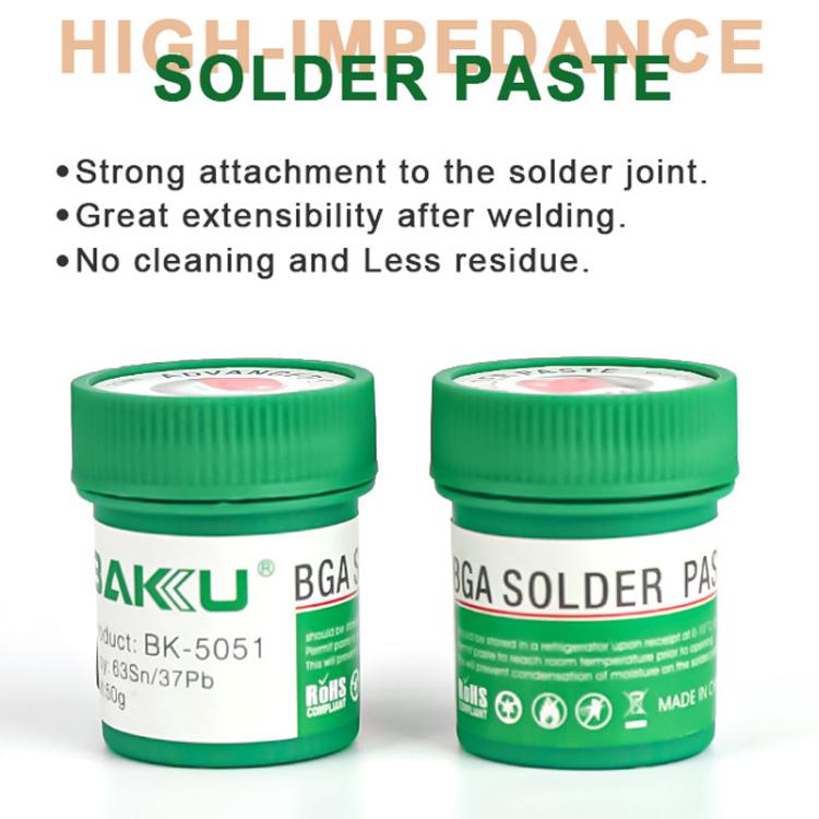 BAKU BK-5051 BGA Solder Paste for Mobile Phone Repair 50g Tin 25-45 Microns 63Sn/37Pb
