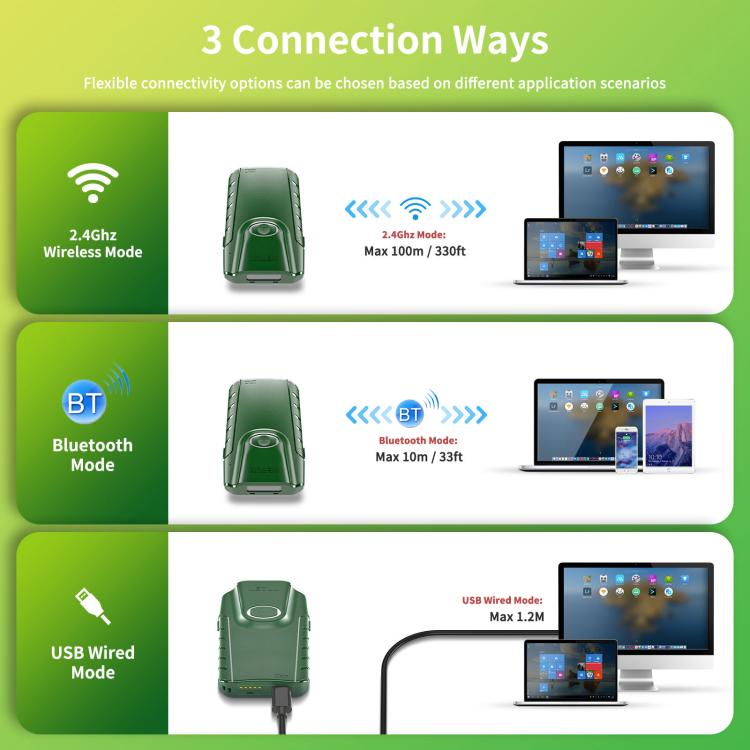 Cell Phone Back Clip Portable 1D Code Wireless Bluetooth Scanner