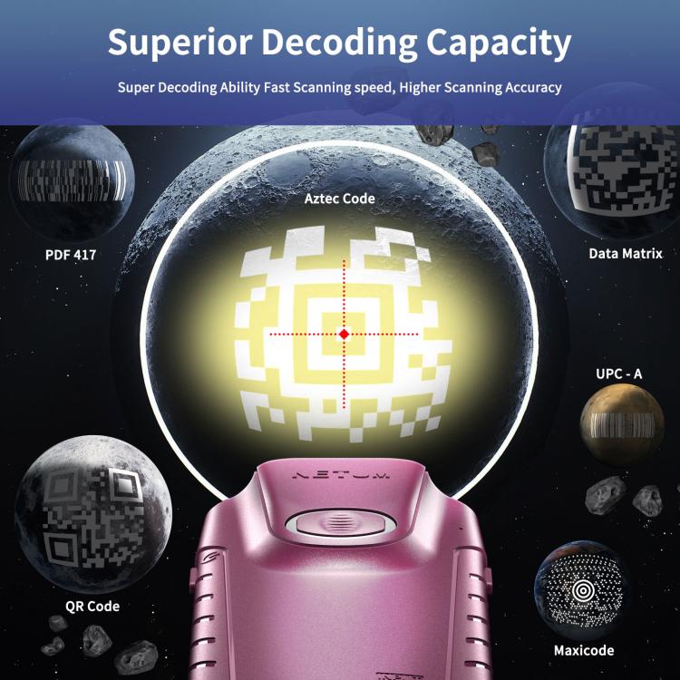 Cell Phone Back Clip Portable 1/2 Code Wireless Bluetooth Scanner