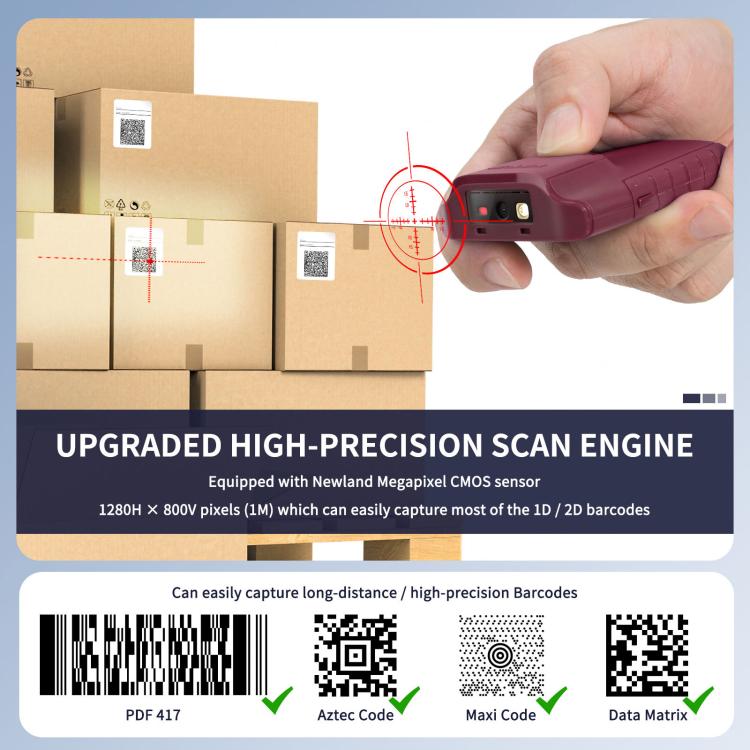 Cell Phone Back Clip Portable 1/2 Code Wireless Bluetooth Scanner