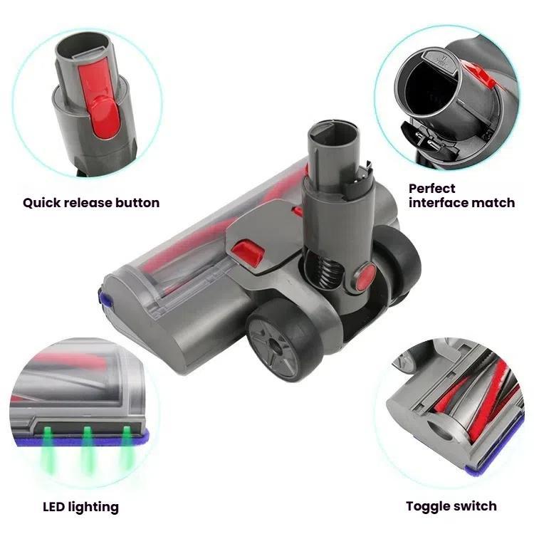 For Dyson V7/V8/V10/V11 Vacuums High-Torque Motorized Carpet Brush Head with 6 Green LEDs
