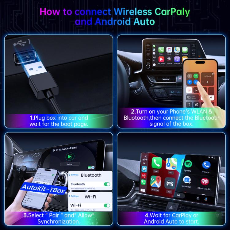 BY971 Wireless CarPlay Adapter 3-In-1 Car TV Stick HDMI Out Sync For Laptop/TV