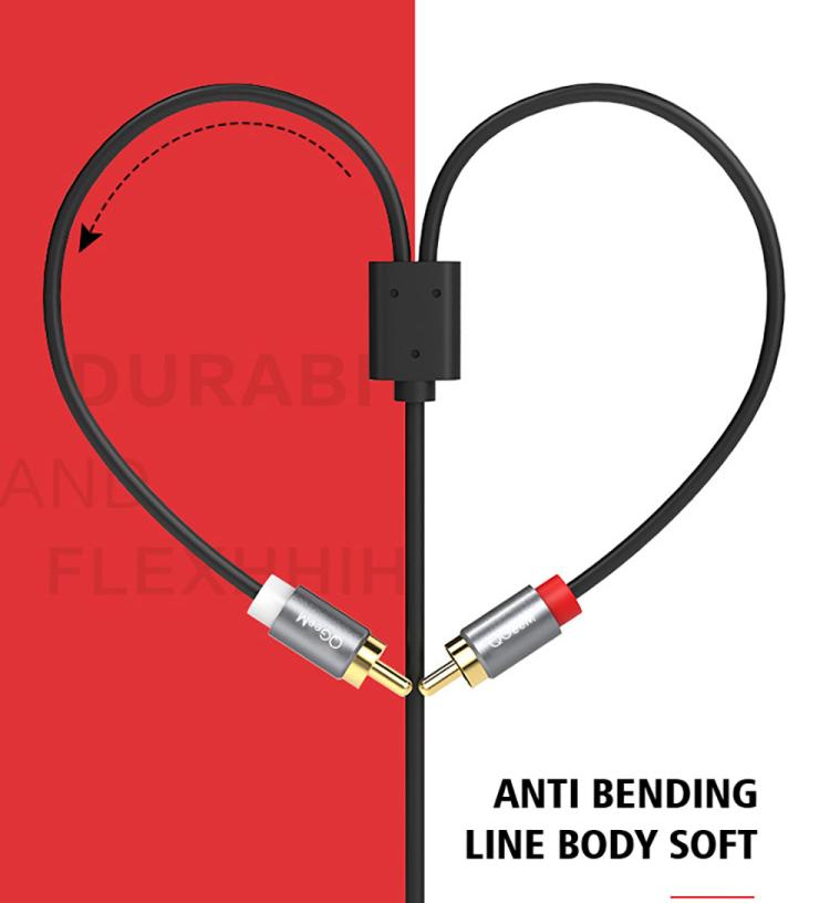 QGeeM 2RCA to 3.5mm Jack Audio Cable Gold-Plated Stereo Aux Cord for Home Theater, DVD Player,Hi-Fi Systems