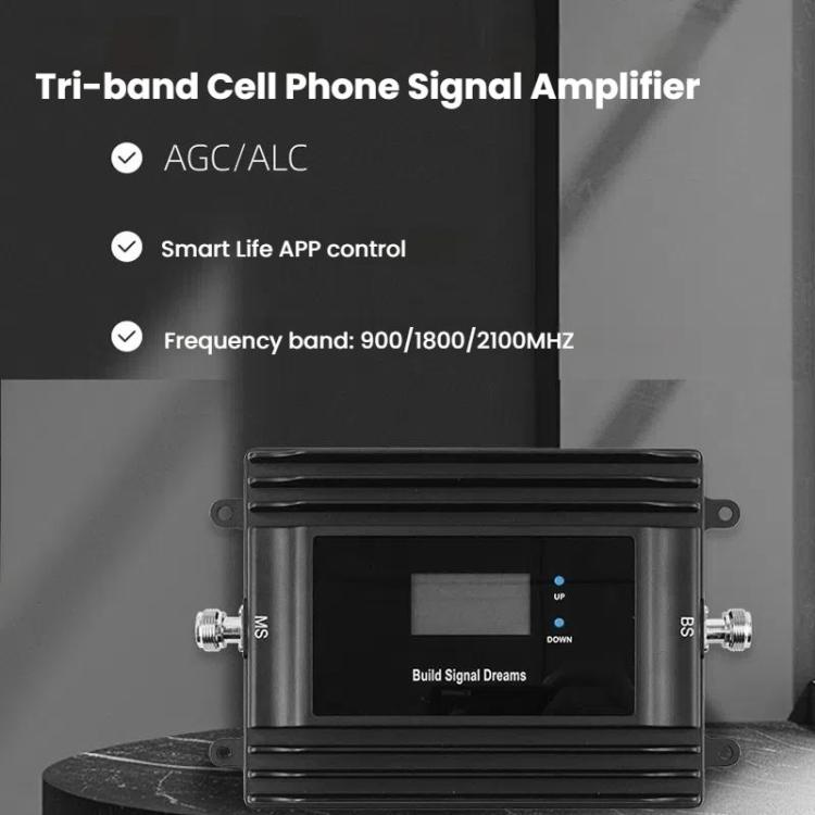 Tri-Band 900/1800/2100MHz Mobile Signal Booster - B1/B3/B8/B20 4G LTE Amplifier