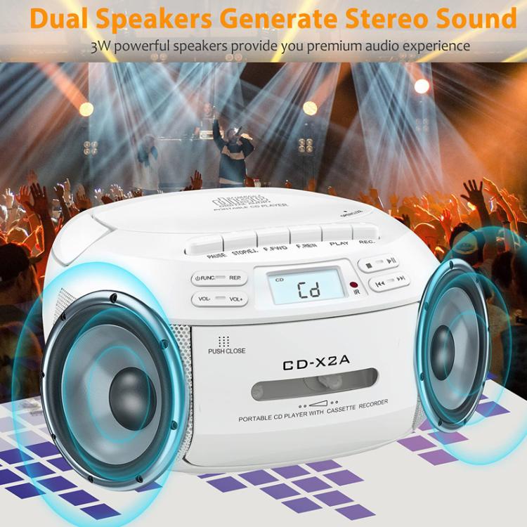 X2A Portable Cassette Player Stereo Bluetooth AM/FM/MP3 Music CD Player Tape Recorder