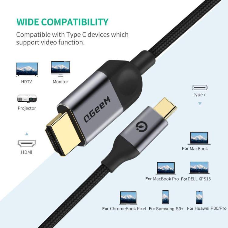 QGeeM USB-C/Type-C To HDMI Cable 4K 30Hz For Screen Mirroring & Extended Display