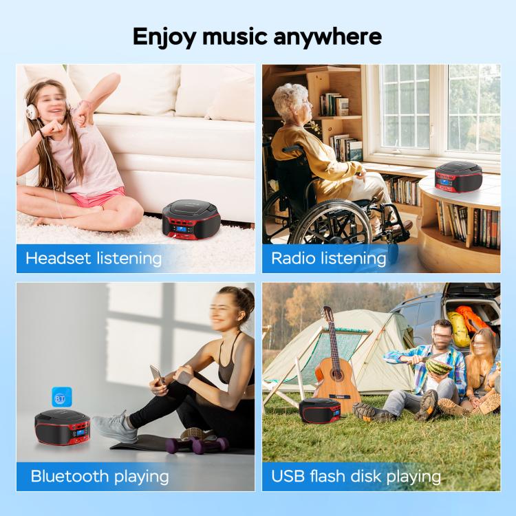 Kuephom W17 Portable Home CD Music Walkman FM Bluetooth Player