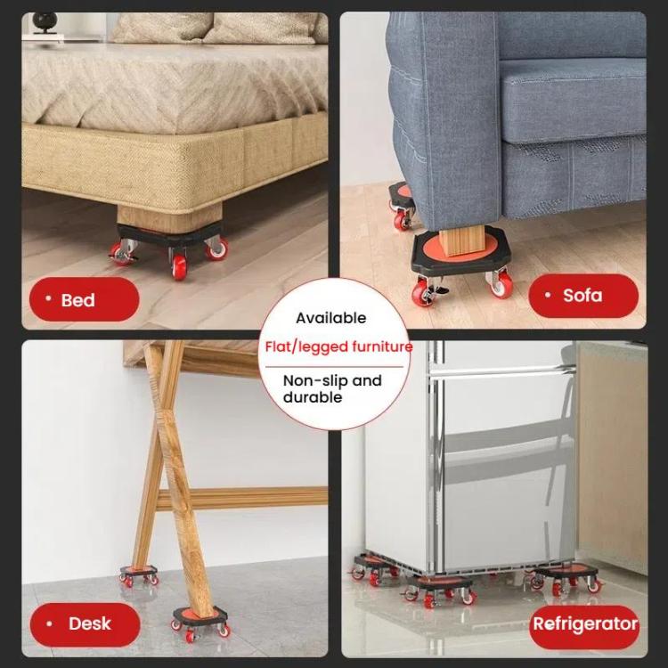 Heavy-Duty Moving Dolly with 360-degree Swivel Wheels & Brake System 3086 lbs Capacity for Furniture, Appliances, Warehouse