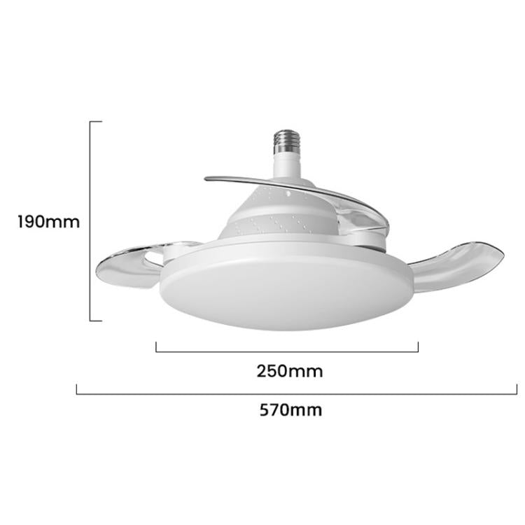 22.5-inch Invisible Blade Ceiling Fan Light with E27 Socket Dimmable LED, 3 Color Temperatures, 3 Speeds, 2H/4H Time