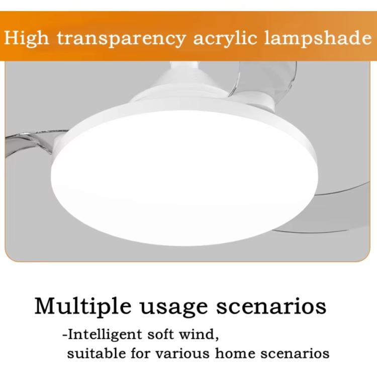 22.5-inch Invisible Blade Ceiling Fan Light with E27 Socket Dimmable LED, 3 Color Temperatures, 3 Speeds, 2H/4H Time