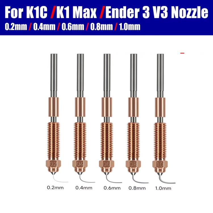 All-in-One Chrome Zirconium Copper Nozzle for Creality Ender-3 V3/K1C/K1 Max 3D Printers