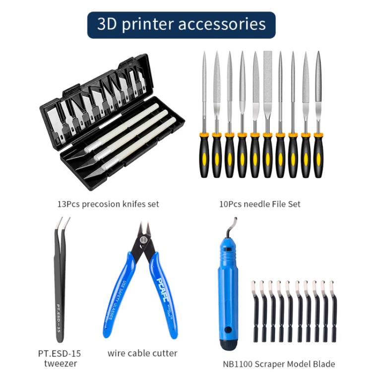 3D Printer Tool Kit Model Cleaning Tools, Carving Knife, File, Edge Trimmer & Polishing Supplies