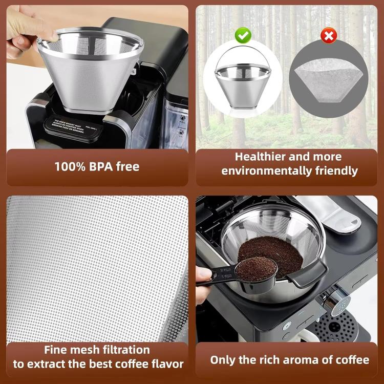 Replacement Filter Basket For Drip Coffee Makers Universal Ultra-Fine Mesh Coffee Powder Basket With Durable Handle