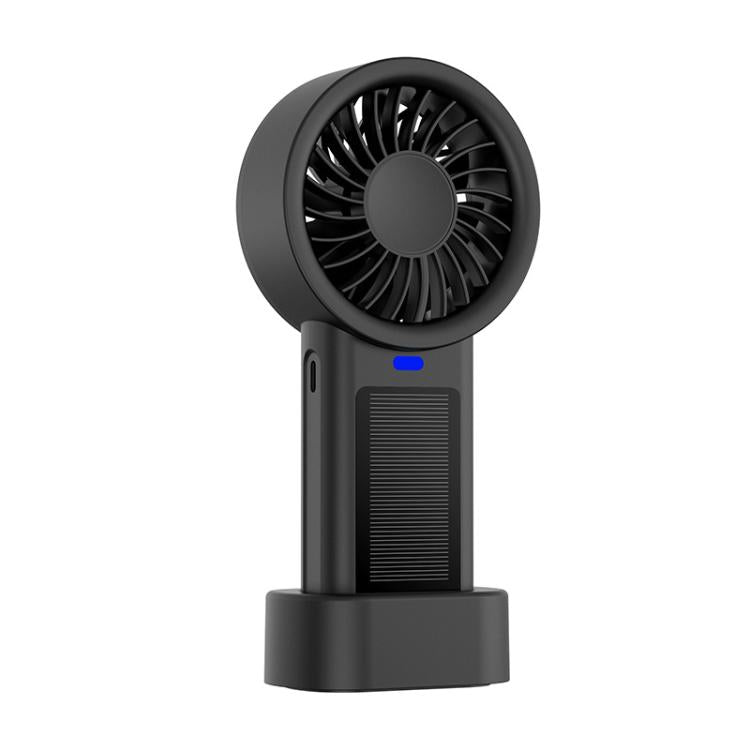 Solar Powered Handheld & Desk Fan with 5-Speed Turbo 12 Blades USB Type-C Fast Charging