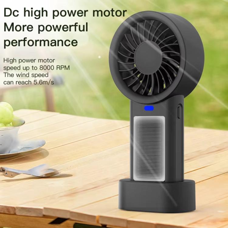 Solar Powered Handheld & Desk Fan with 5-Speed Turbo 12 Blades USB Type-C Fast Charging