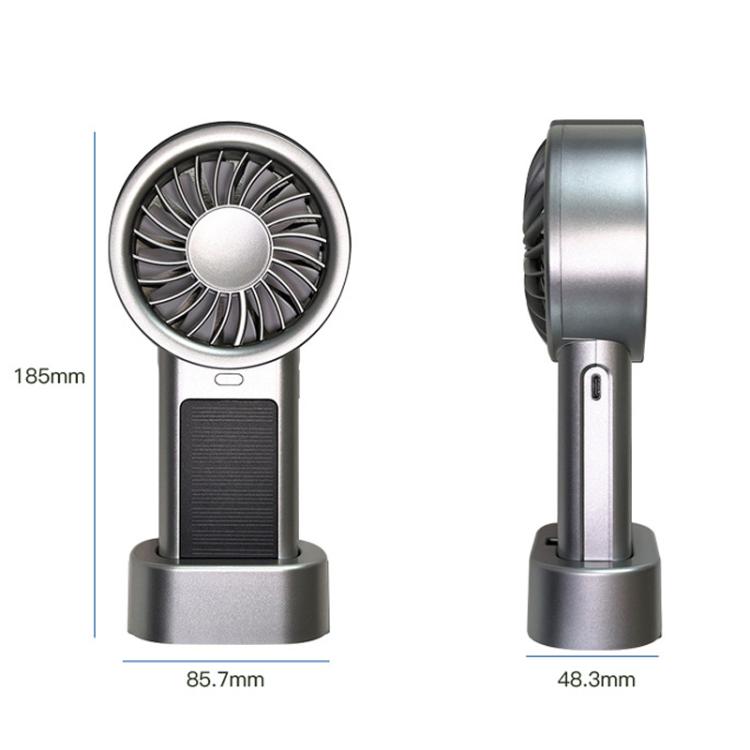 Solar Powered Handheld & Desk Fan with 5-Speed Turbo 12 Blades USB Type-C Fast Charging