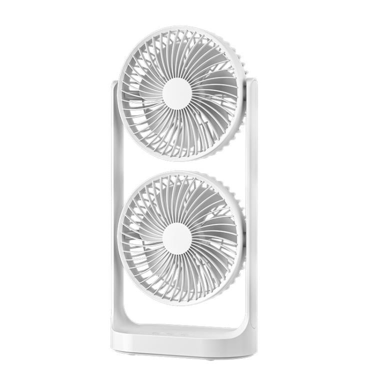 Dual Head Desk Fan 360-degree Adjustable Oscillating Air Circulator 3-Speed Portable Cooling Fan
