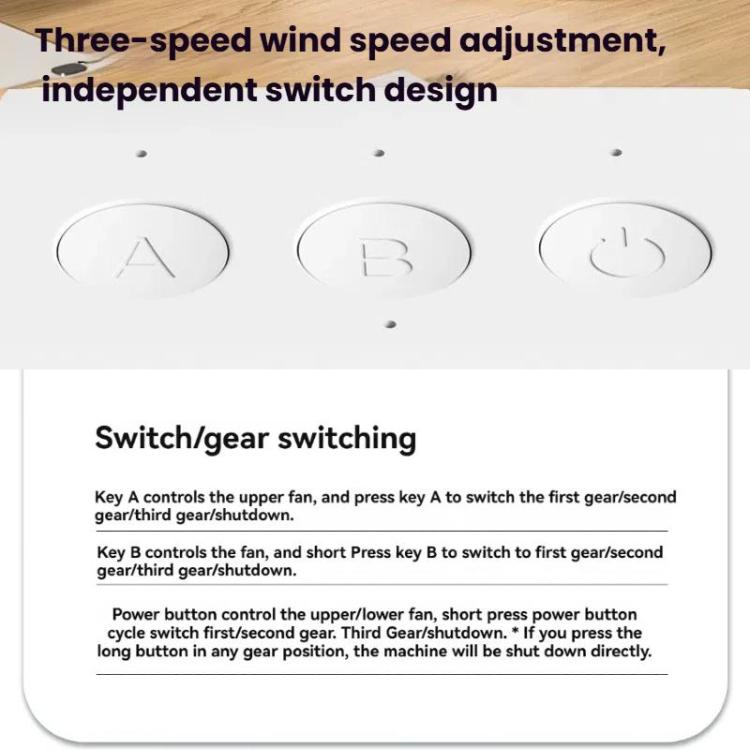 Dual Head Desk Fan 360-degree Adjustable Oscillating Air Circulator 3-Speed Portable Cooling Fan