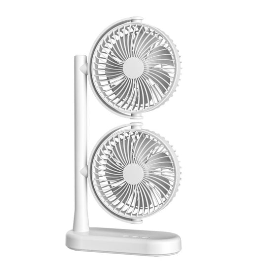 Dual Head Desk Fan 360-Degree Adjustable Oscillating Air Circulator 3-Speed Portable Cooling Fan