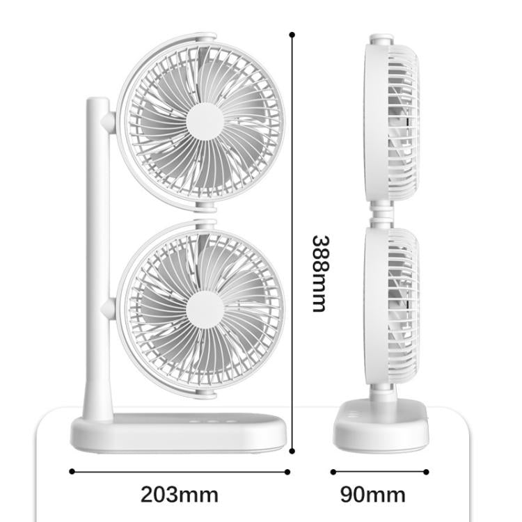Dual Head Desk Fan 360-Degree Adjustable Oscillating Air Circulator 3-Speed Portable Cooling Fan