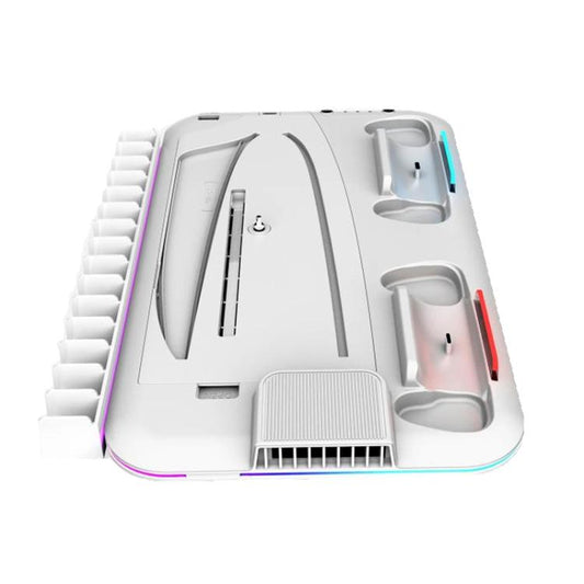 For PS5 Slim / Pro Multi-functional Cooling Stand with Controller Charging Station & Game Disc Storage Holder