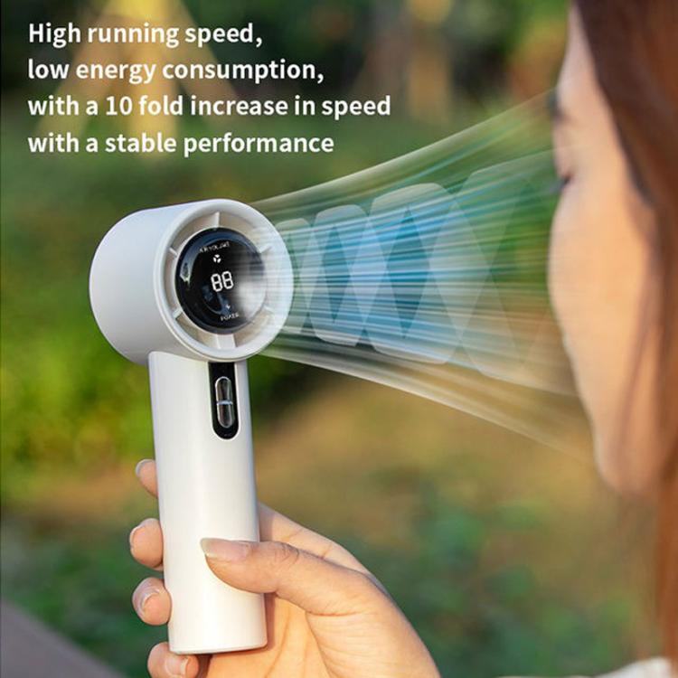 100-gear 1200mAh High Speed Handheld Fan Bladeless Mini Digital Display Small Fan, 1200mAh