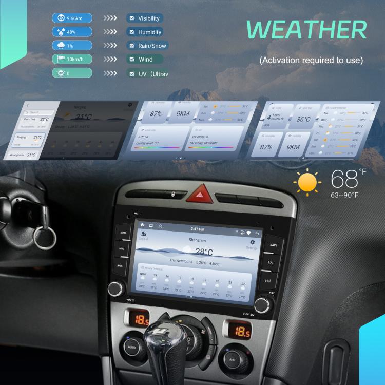 For Peugeot 408 7 inch Horizontal Screen Carplay Car Player Car Navigation Center Control