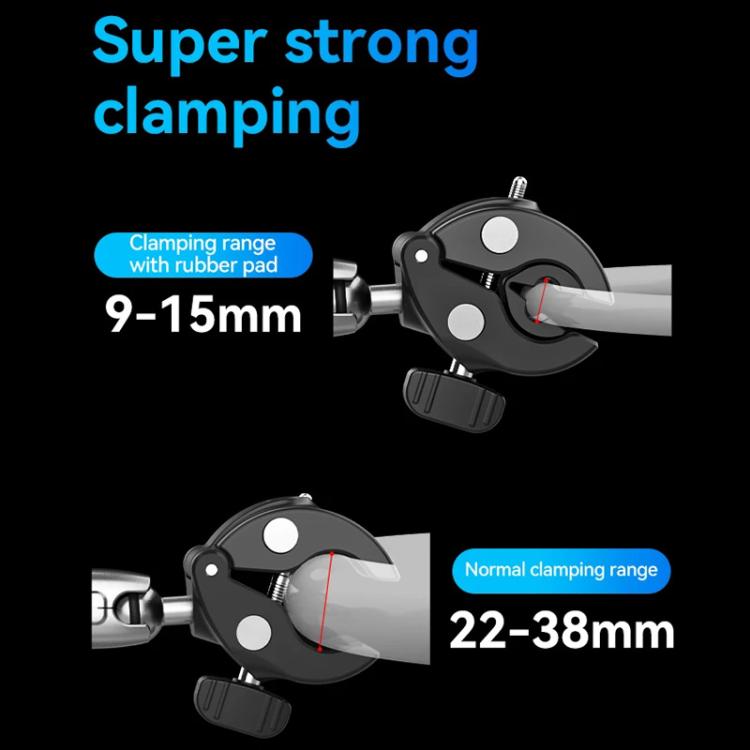 TELESIN Camera Double Clip Crab Clamp 360 Rotating Motorcycle Bicycle Handlebar Mount