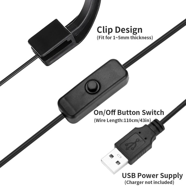 5W Blue White Aquarium LED Clip Light with 12 LEDs USB Powered Mini Fish Tank Light for Aquatic Plants, Water Grass & Small Tanks