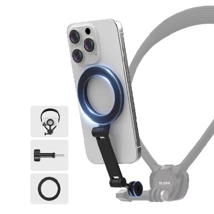 TELESIN Mobile Phone Magnetic Stand Two Claw Adapter Compatible with Chest Strap, Backpack Clip, Neck Mount