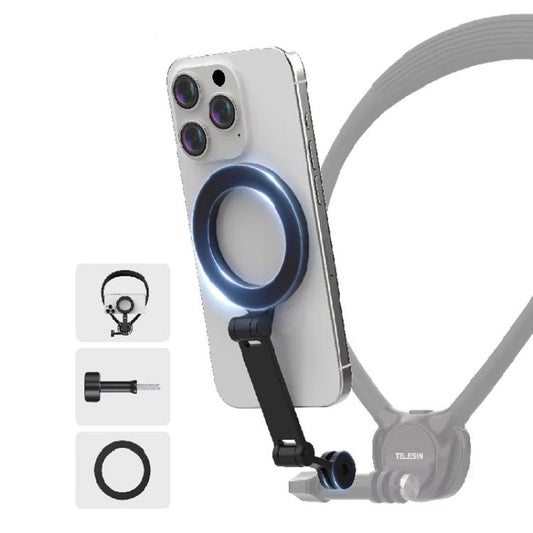 TELESIN Mobile Phone Magnetic Stand Two Claw Adapter Compatible with Chest Strap, Backpack Clip, Neck Mount