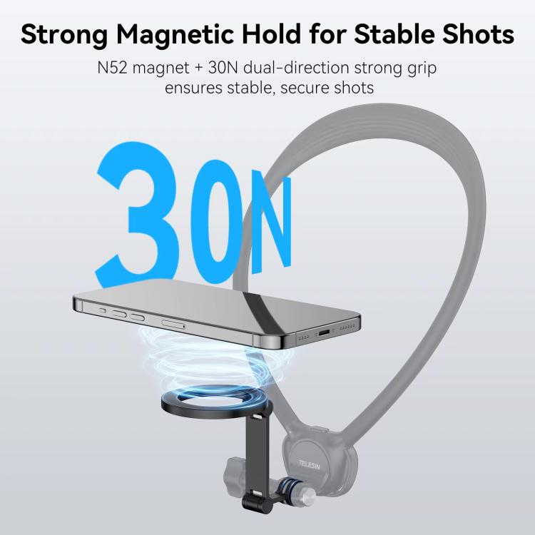 TELESIN Mobile Phone Magnetic Stand Two Claw Adapter Compatible with Chest Strap, Backpack Clip, Neck Mount