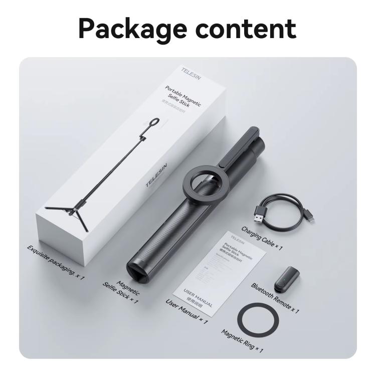 TELESIN 1.3m Magnetic Selfie Stick Tripod Phone Stand for Outdoor Vlog & Live Streaming with Bluetooth Remote