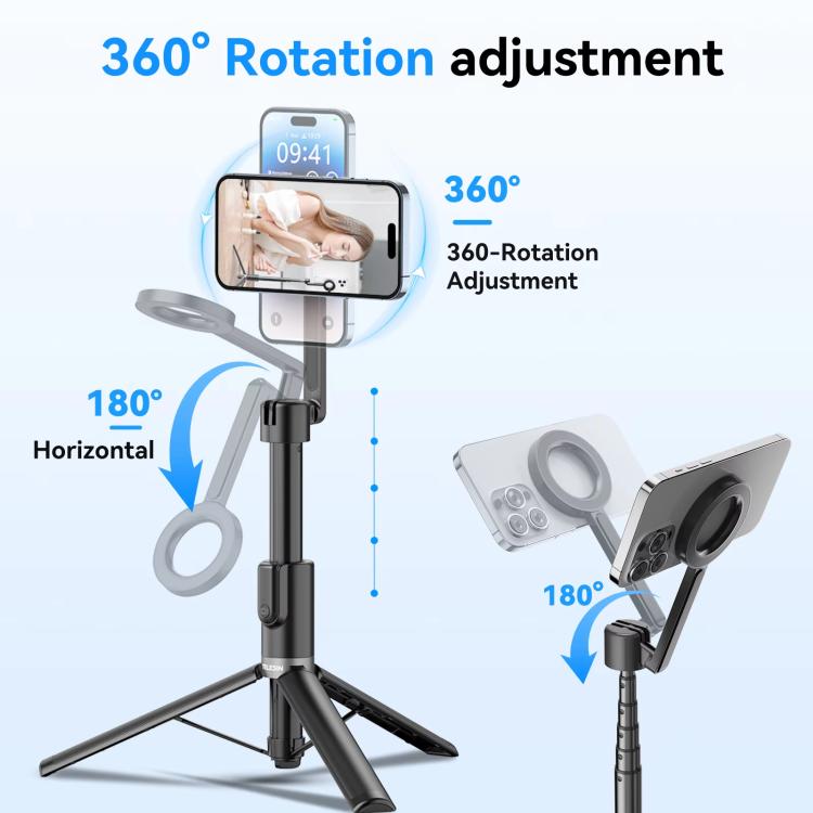 TELESIN 1.3m Magnetic Selfie Stick Tripod Phone Stand for Outdoor Vlog & Live Streaming with Bluetooth Remote