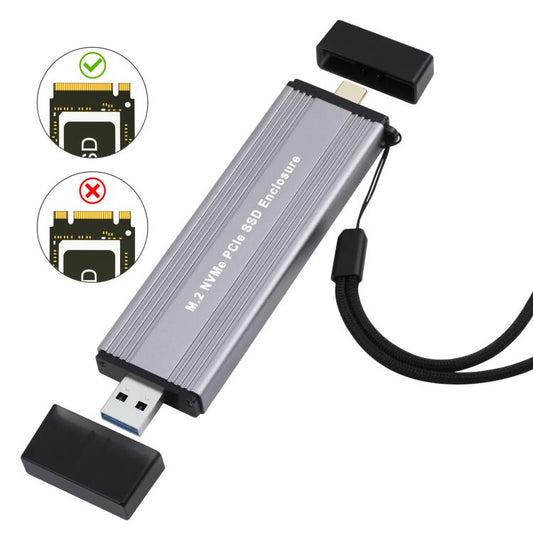 10Gbps USB3.1 Gen2 NVMe Hard Drive Enclosure With Direct Plug USB + Type-C Dual Interface