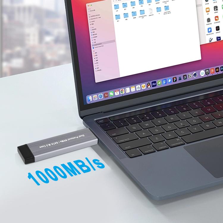 10Gbps USB3.1 Gen2 NVMe Hard Drive Enclosure With Direct Plug USB + Type-C Dual Interface