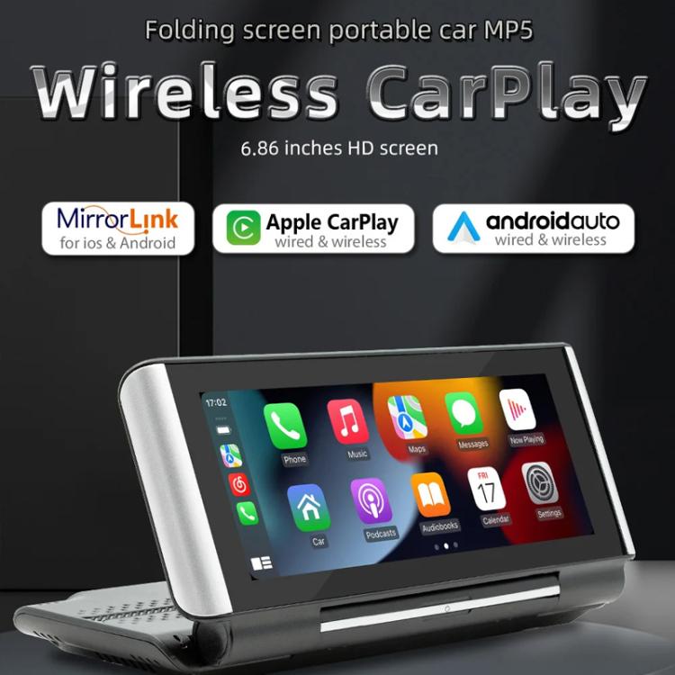 6.86 Inch Foldable Portable Bluetooth Car MP5 Player With MirrorLink/CarPlay/Android Auto Support