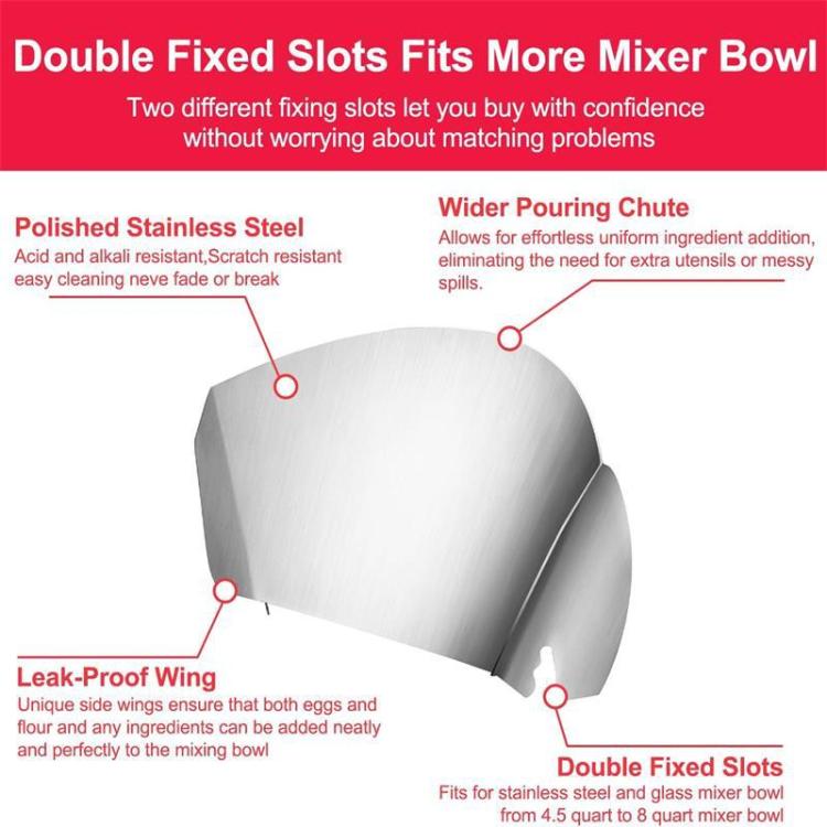 For KitchenAid Stand Mixer Stainless Steel Pouring Shield Food Chute Cover Attachment