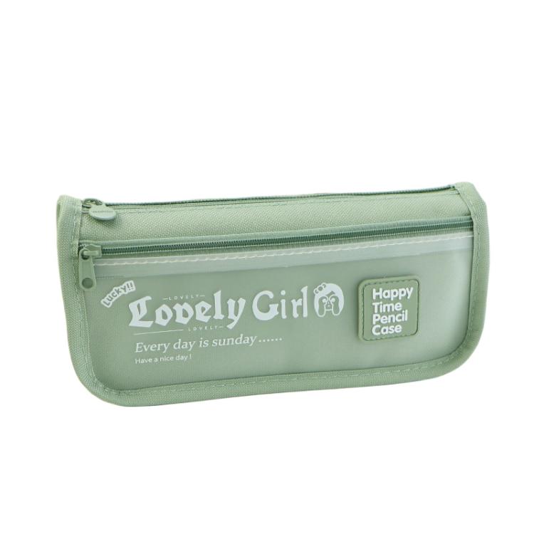 Cute Large Capacity Pencil Case with Transparent Front Pocket School Supplies Organizer