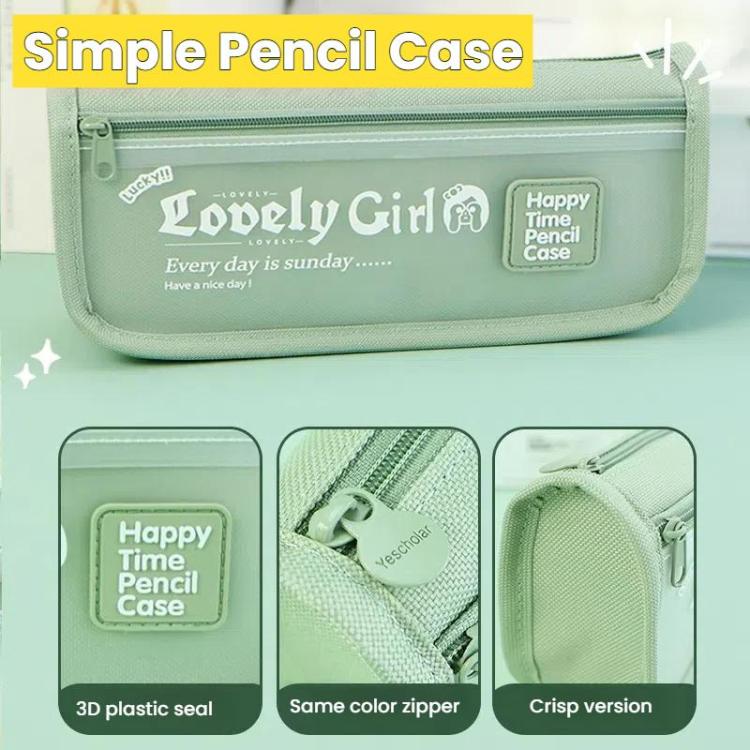 Cute Large Capacity Pencil Case with Transparent Front Pocket School Supplies Organizer